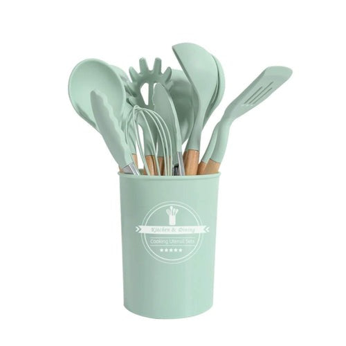 Kit 11 Utensílios de Cozinha em Silicone Minimalista