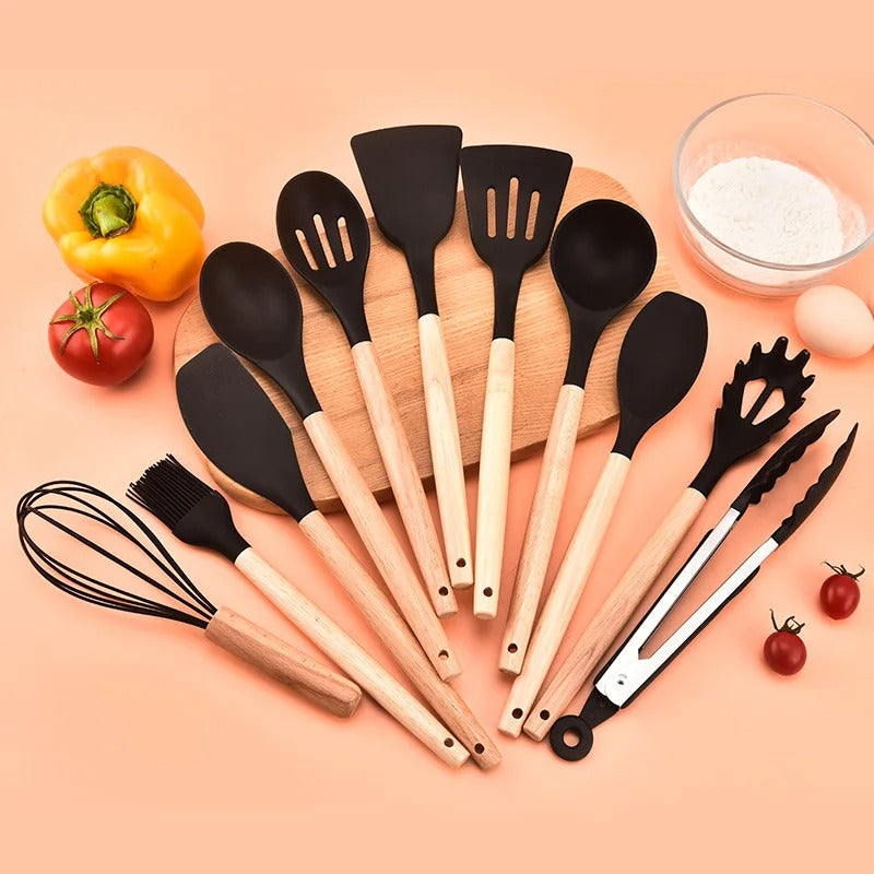 Kit 11 Utensílios de Cozinha em Silicone Minimalista